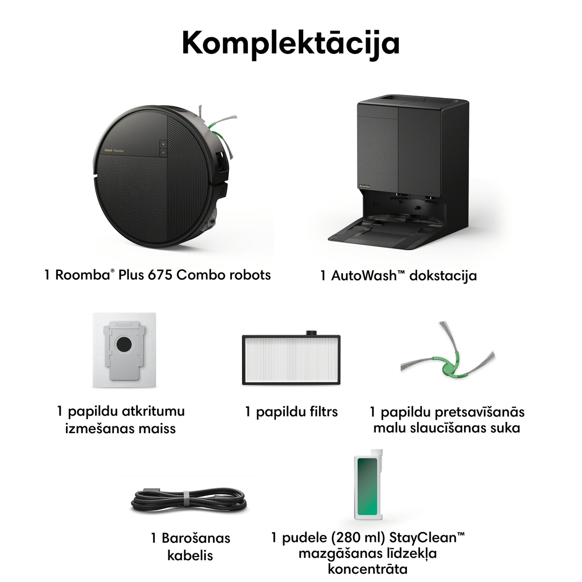 Roomba® Plus 675 Combo + AutoWash™ dokstacija