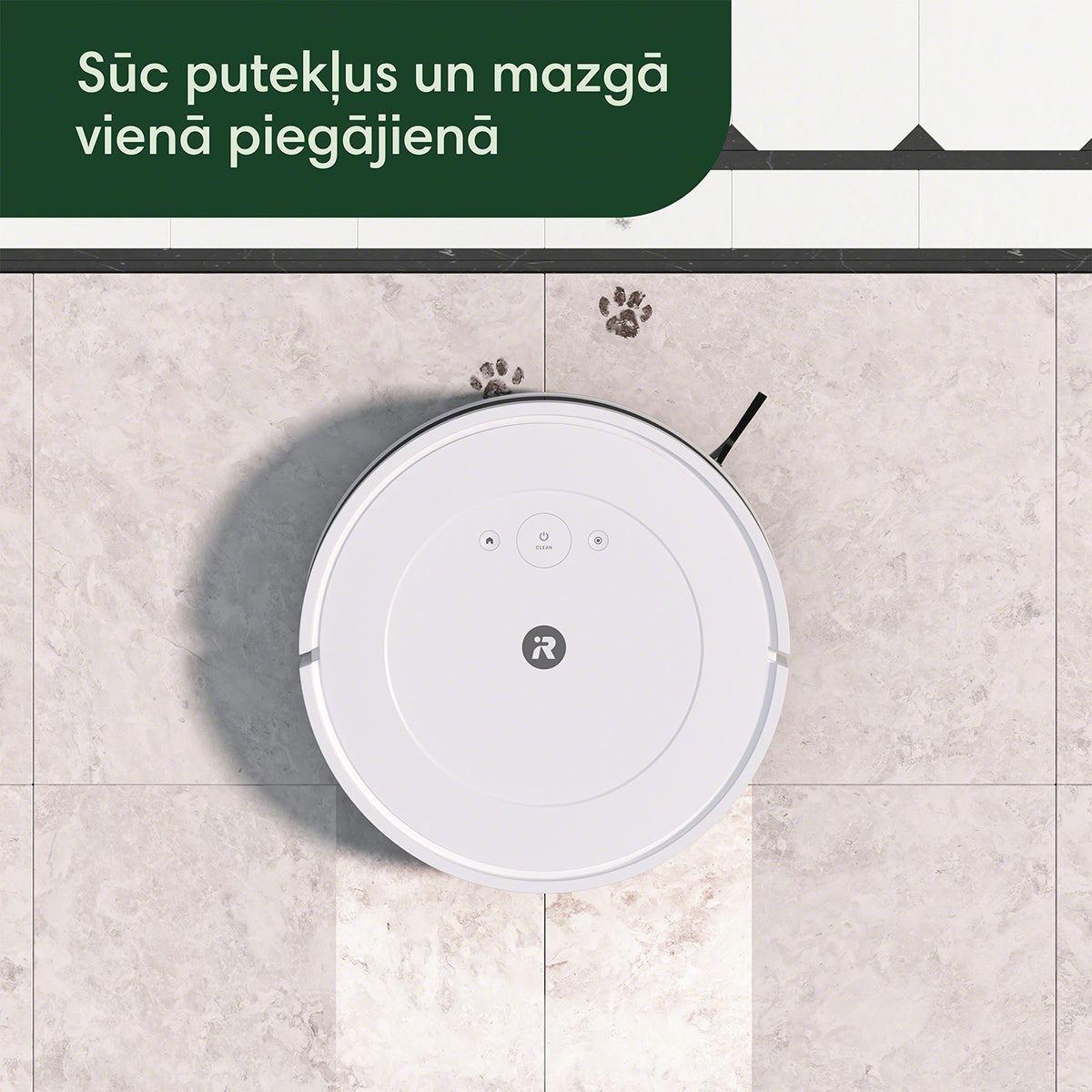 Roomba Combo® Essential robots balta putekļu sūcējs ar grīdas mazgāšanas funkciju